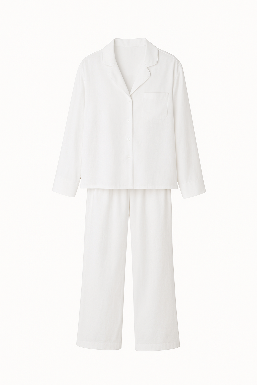 Haven Cotton Set — pure white cotton homewear set for women, soft and breathable, cozy and feminine, ideal gift for holidays