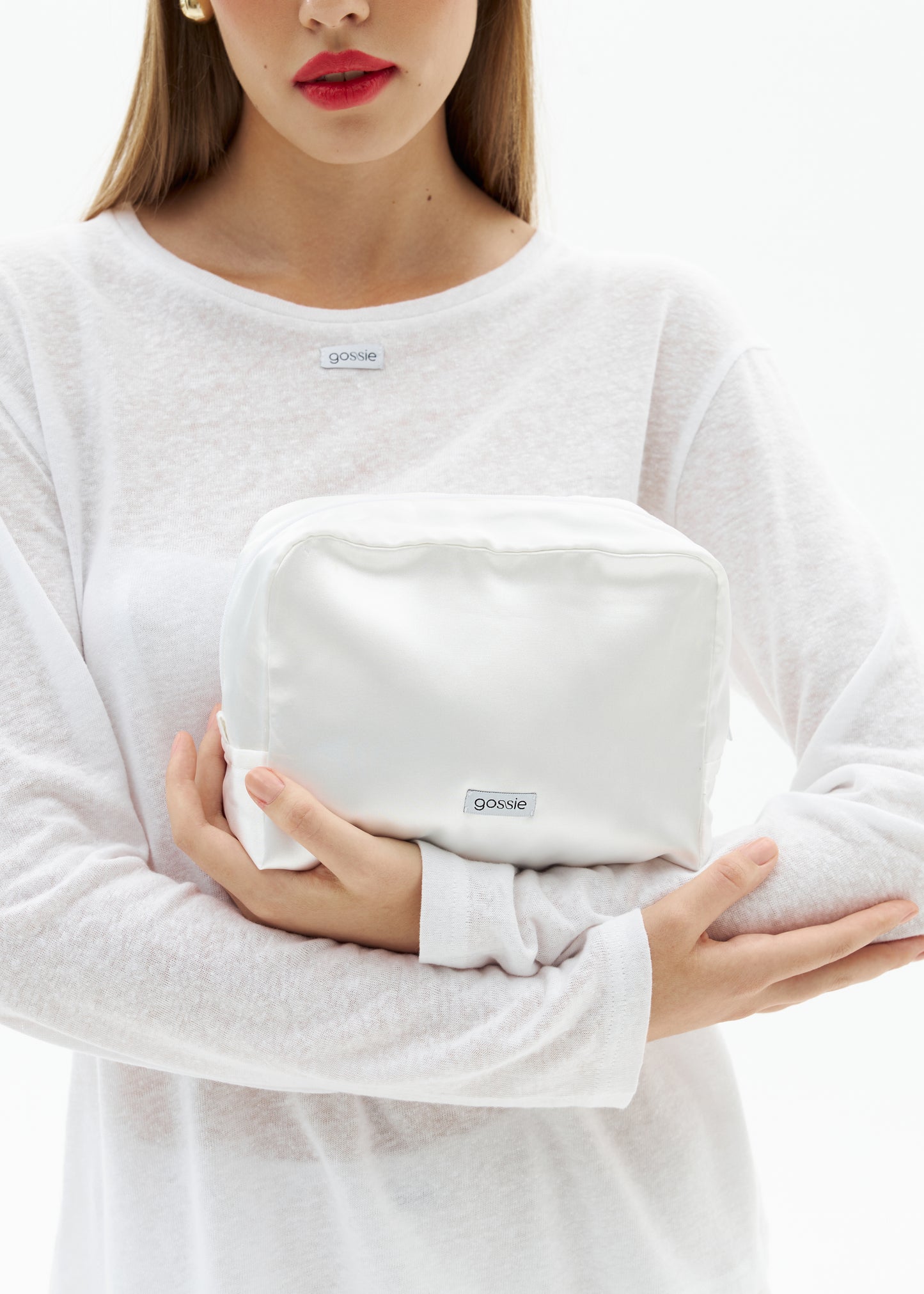 White Satin Cosmetic Bag