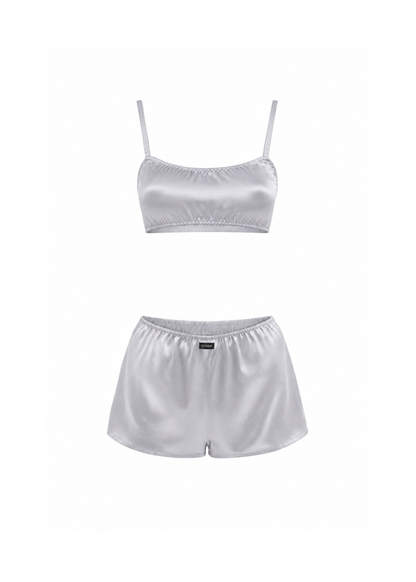 Eva Silk Top | Silver Blue