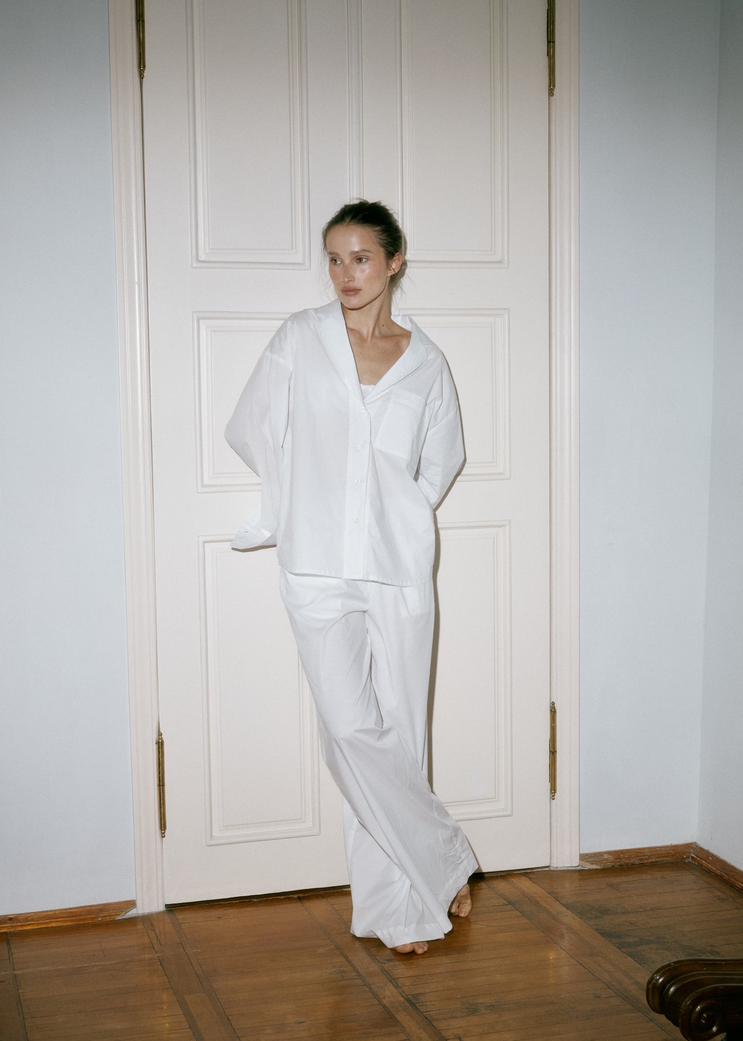 Haven Cotton Set — pure white cotton homewear set for women, soft and breathable, cozy and feminine, ideal gift for holidays